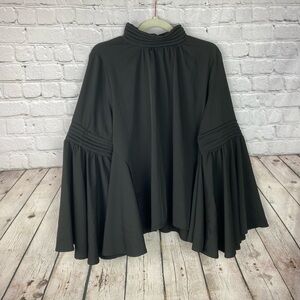 Ft Inc Size Large Black Whimsigoth Witchy Bell Sleeve Blouse Top